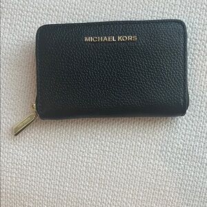 Michael Kors Black Pebbled Leather Zip Wallet